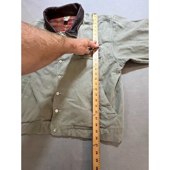 Marlboro Chore Jacket Adult 2XL Button‎ Beige Flannel Long Barn Coat Sleeve. - Picture 7 of 8